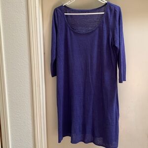 Eileen Fisher purple dress XS 100% linen scoop neck Beautiful versatile RARE HTF